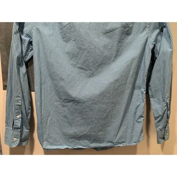 J. Crew 100% Cotton Blue Gingham Medium Slim-16" Collar-42" Chest Button Down - Picture 14 of 14
